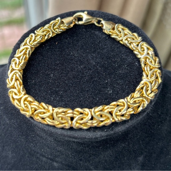 Vintage Veronese Gold Plated 925 Italy Sterling Silver Byzantine Bracelet 7.25” - Picture 7 of 8